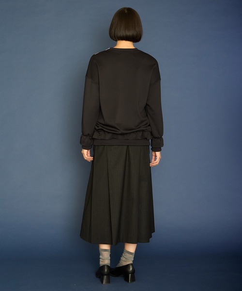 トレーナー スウェット デザインフリルプルオーバー レディース