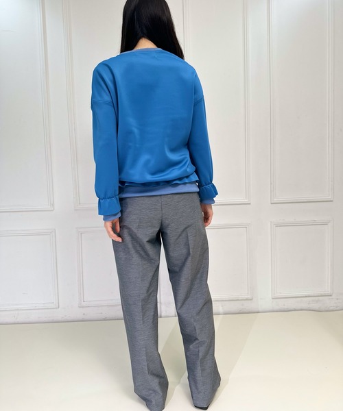 トレーナー スウェット デザインフリルプルオーバー レディース