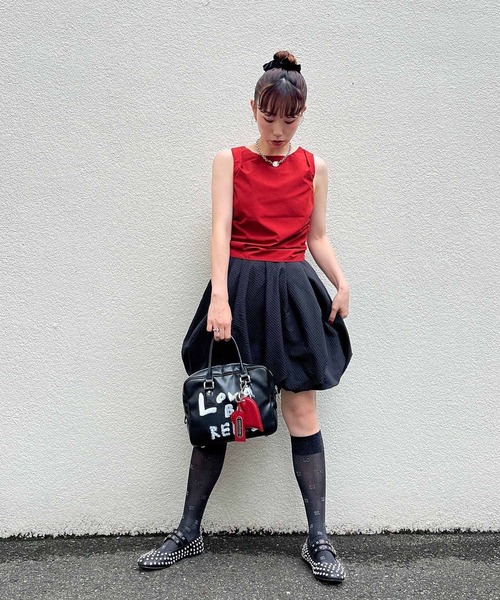 【PICTURES】バルーンスカート フリーサイズ 赤 ジャガード調 立体生地 Narcissus（ナルシス） スカート ジャガードバルーンスカート