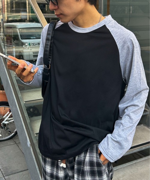 link lot tシャツ シンプルデザインラグランスリーブロンT メンズ