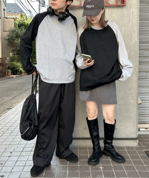 link lot tシャツ シンプルデザインラグランスリーブロンT メンズ