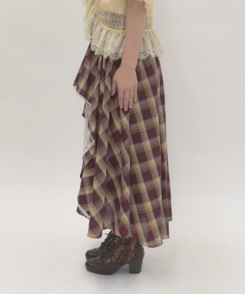 axes femme スカート チェック柄レースフリルスカート : ZOZOTOWN