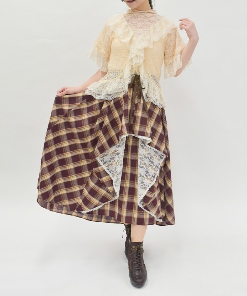 axes femme（アクシーズ ファム） スカート チェック柄レースフリル