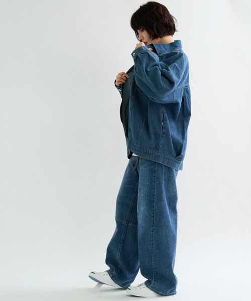 A.D.C.L. デニムジャケット gジャン ジップ仕様 オーバーサイズ デニム