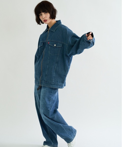A.D.C.L. デニムジャケット gジャン ジップ仕様 オーバーサイズ ビック