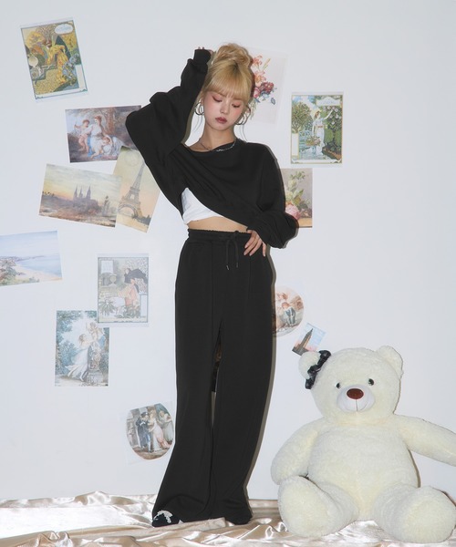 MSGirl セットアップ ワンショルダーラインストーン入りセットアップ