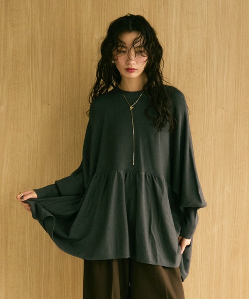 ニット セーター Peplum knit volume top / ペプラムニットボリューム
