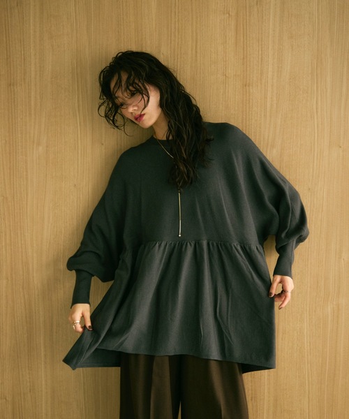 ニット セーター Peplum knit volume top / ペプラムニットボリューム