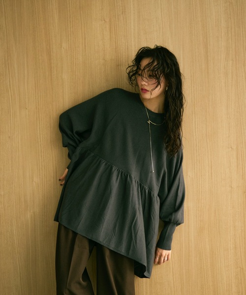 ニット セーター Peplum knit volume top / ペプラムニットボリューム