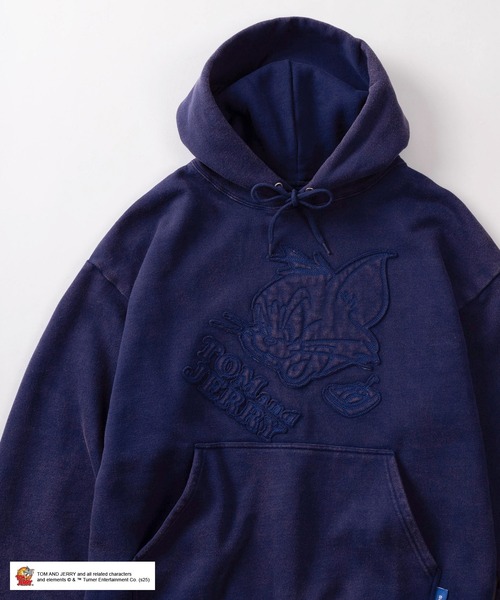パーカー 「72」「TOM＆JERRY/トムとジェリー」ブリーチ加工 フェイス
