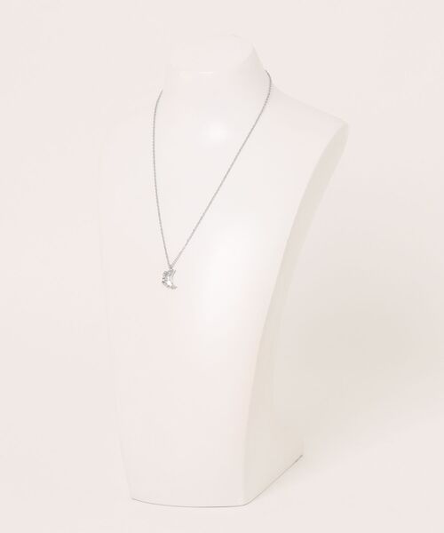 3連ストーン　ネックレス シルバーカラー TONE（トネ） ネックレス 「88eighty-eight」クリアストーン三日月