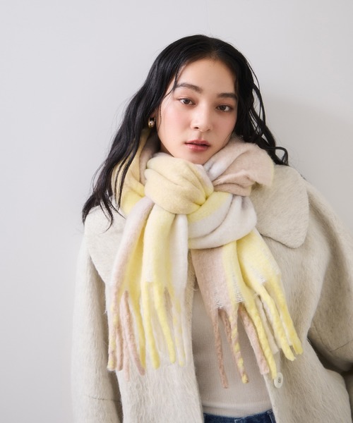 VIS（ビス） マフラー ストール ふわふわフリンジチェックマフラー
