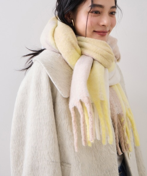 VIS（ビス） マフラー ストール ふわふわフリンジチェックマフラー