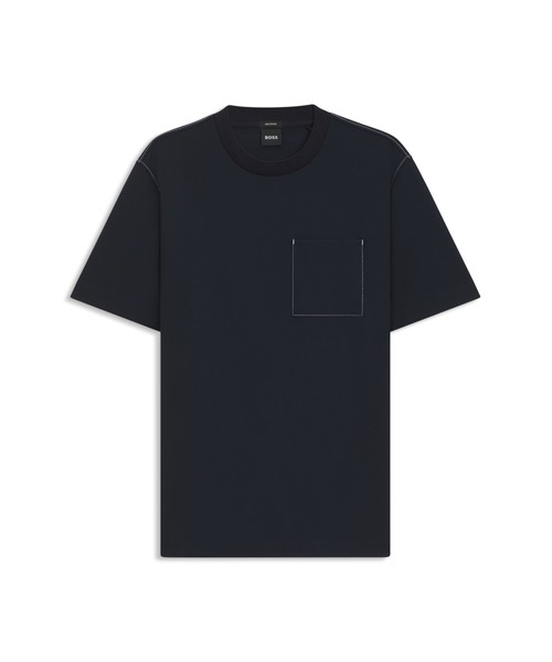 【新品未使用】HUGO BOSSの麻とコットンの半袖ニット BOSS（HUGO BOSS） tシャツ コットンブレンド Tシャツ ポケット