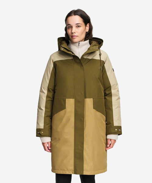 ダウンコート ダウンジャケット GORE-TEX ゴアテックス 防水 防風 透湿 PRIMALOFT プリマロフト中綿 カラーブロックダウンコートの画像