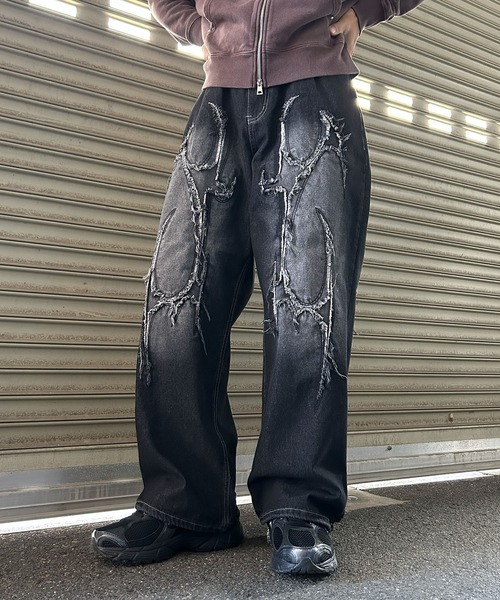 NYLAUS（ナイラス） ジーンズ 「NYS」トライバル カットオフモチーフ