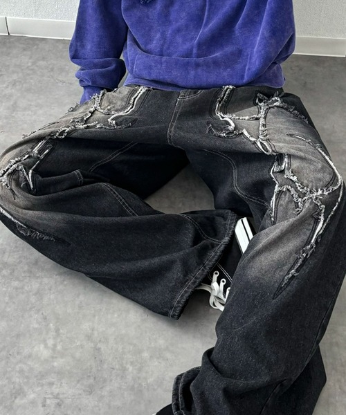 NYLAUS（ナイラス） ジーンズ 「NYS」トライバル カットオフモチーフ