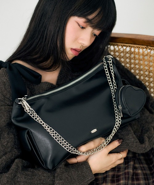 Heather（ヘザー） ショルダーバッグ バッグ チャーム付きWポケットBAG