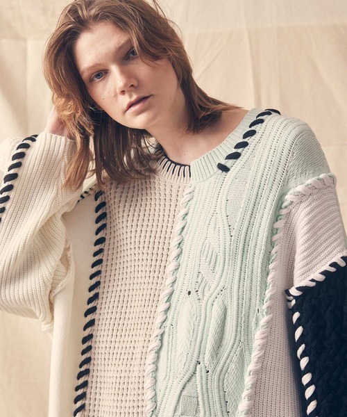 MAISON SPECIAL（メゾンスペシャル） 長袖ニット 1 パープル メンズ