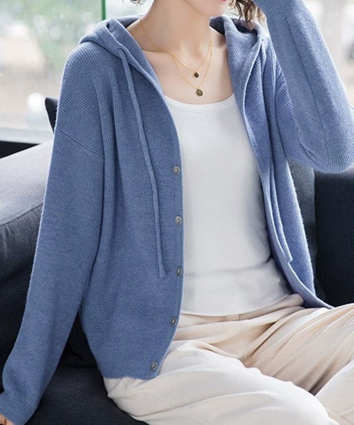 ルネ　フード付きジップアップロングカーディガン ルネ フード付きジップアップロングカーディガン