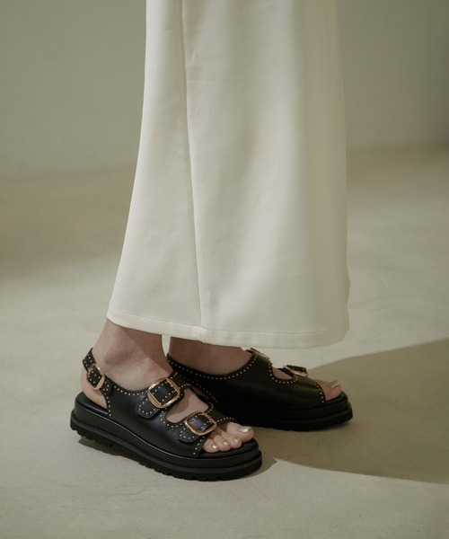 「MOHI」 フラットサンダル 37 ブラック レディース_画像3