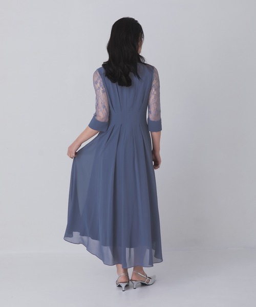 Rose of Sharon ドレス シアー袖Vネックフレアドレス : ZOZOTOWN Yahoo