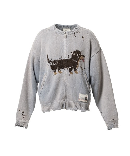 カーディガン Dog Jacquard Knit Cardigan メンズの画像
