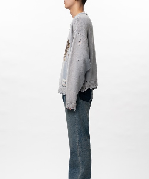 カーディガン Dog Jacquard Knit Cardigan メンズの画像