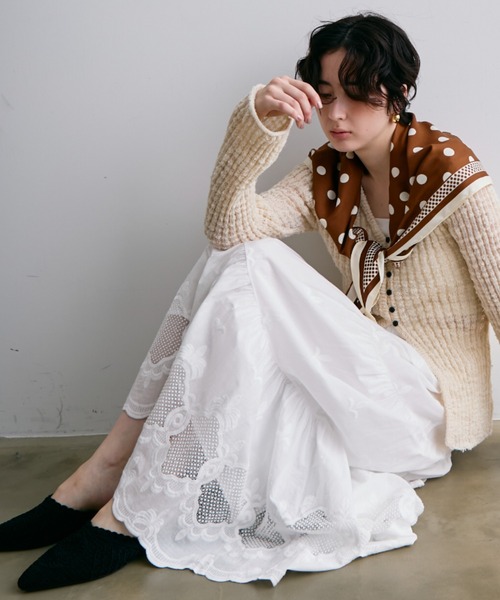 Trish（トリッシュ） ロング スカート レース刺繍ティアードロング