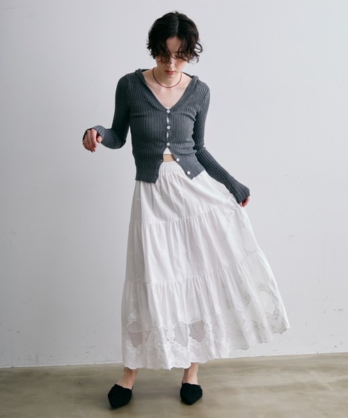 Trish（トリッシュ） ロング スカート レース刺繍ティアードロング