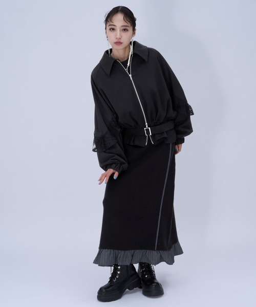 HARE ハレ HWレザードッキングSK レザー スカート HARE（ハレ） スカート シャツドッキングニットスカート(HARE