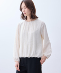 tシャツ プリーツシフォンブラウス「無地・ドッ...の詳細画像3