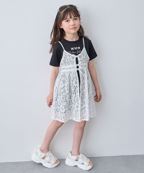 Reika08121005ページ キャミソール チュニック 白黒セット ANY（エニィ） チュニック 「2点セット」Tシャツ×レース キャミソール