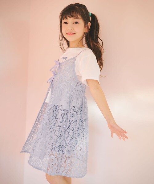 ANY（エニィ） チュニック 「2点セット」Tシャツ×レース キャミソール