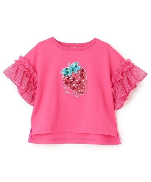 mezzo piano tシャツ Bigイチゴ袖フリル 半袖Tシャツ キッズ 子供服