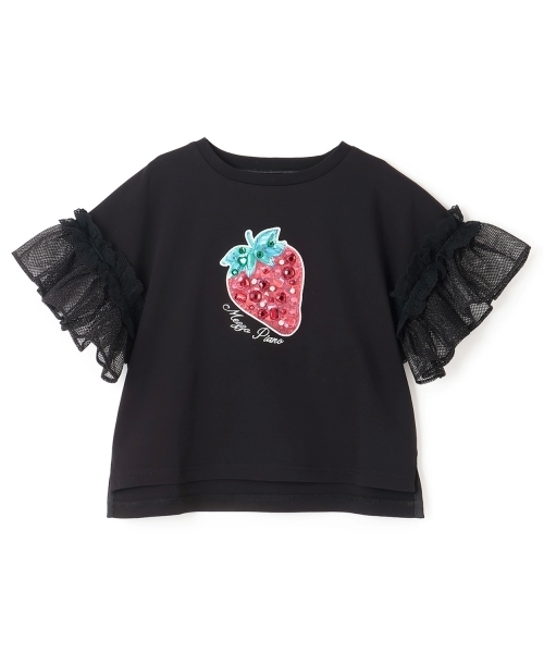 mezzo piano tシャツ Bigイチゴ袖フリル 半袖Tシャツ キッズ 子供服