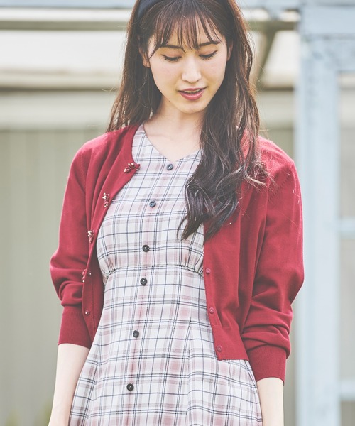 「LAISSE PASSE」 ニットカーディガン MEDIUM ワイン レディース_画像2