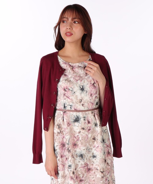 「LAISSE PASSE」 ニットカーディガン MEDIUM ワイン レディース_画像8