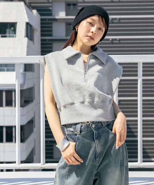 「KBF」 スウェットカットソー ONE ネイビー レディース_画像4