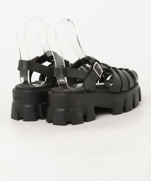 PRADA モノリス　サンダル ブラック 36 PRADA（プラダ） モノリス ラバー サンダル 36 ブラック レディース