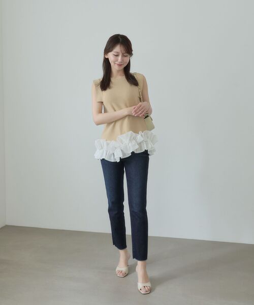cle blatt ニット セーター フリルヘムノースリーブニット レディース