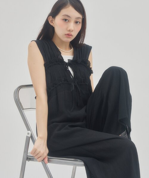 To b. by agnes サロペット オーバーオール デニムライク レディース