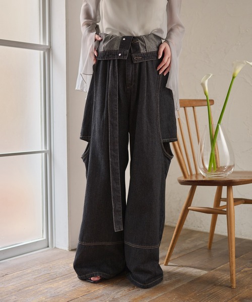 mideal（マイディール） デニムパンツ MEDIUM ブラック レディース