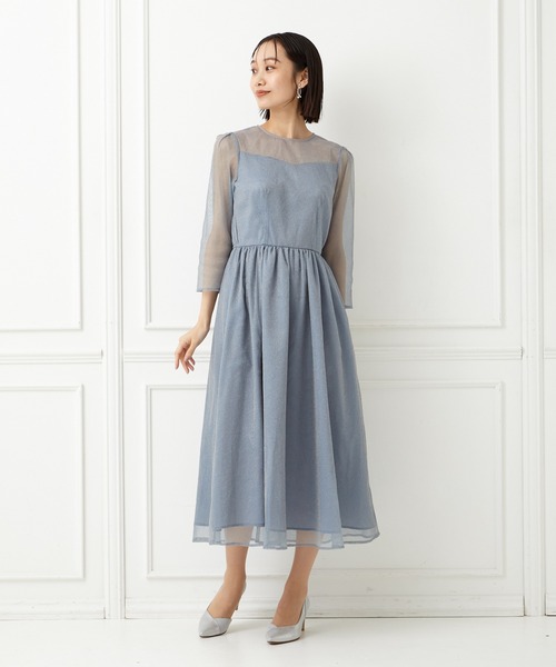 「AIMER」 7分袖ワンピース LARGE キャメル レディース_画像3