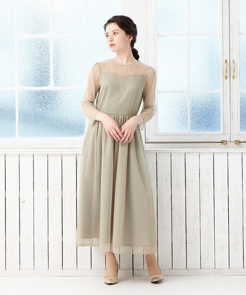 「AIMER」 7分袖ワンピース LARGE キャメル レディース_画像5