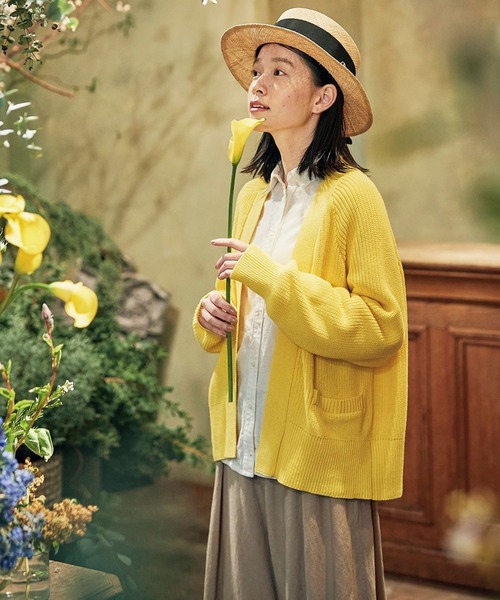 「Sunny clouds」 カーディガン LARGE イエロー レディース_画像2
