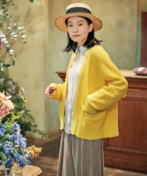 「Sunny clouds」 カーディガン LARGE イエロー レディース_画像3