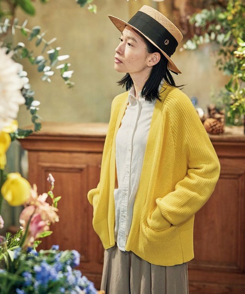 「Sunny clouds」 カーディガン LARGE イエロー レディース_画像4