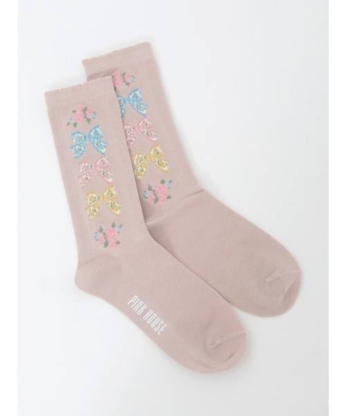 PINK HOUSE（ピンクハウス） 靴下 ロココリボン柄ソックス レディース