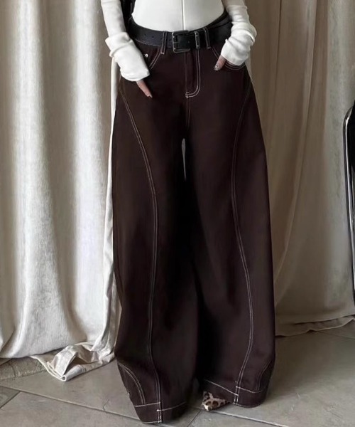 AVYL ワイドパンツ ジーンズ デニム デニムパンツ ワイドコントラスト 